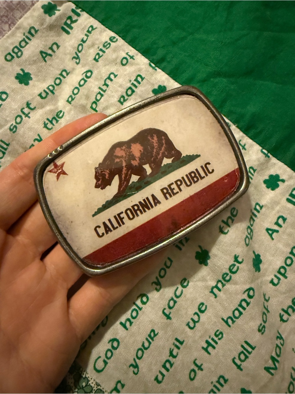 Zumiez California Republic Flag Belt Buckle - White & Red